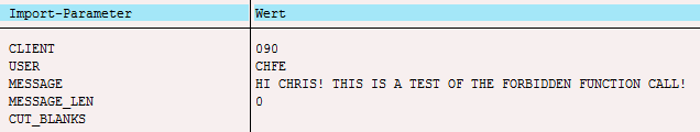 Testing TH_POPUP in transaction SE37.
